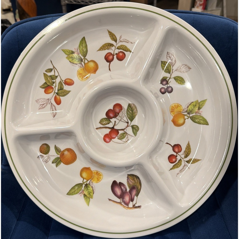 Vtg‎ RARE HTF Villeroy And Boch Melamine Divided Serving Platter Fruit Motif 14"